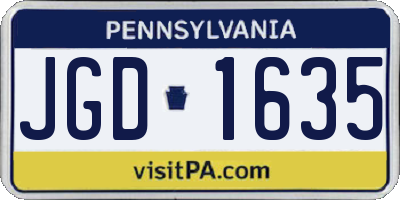 PA license plate JGD1635