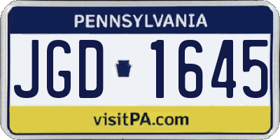 PA license plate JGD1645