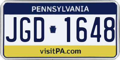 PA license plate JGD1648