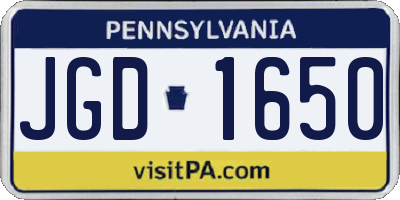 PA license plate JGD1650