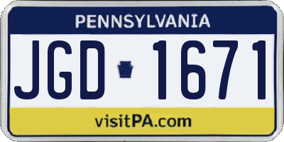 PA license plate JGD1671