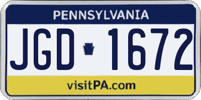 PA license plate JGD1672