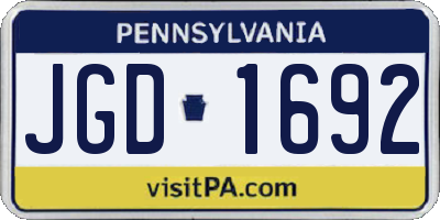 PA license plate JGD1692