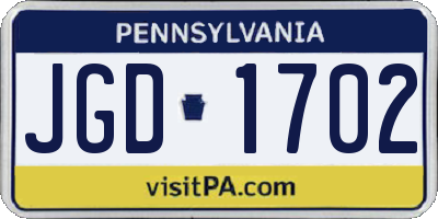 PA license plate JGD1702