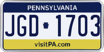 PA license plate JGD1703