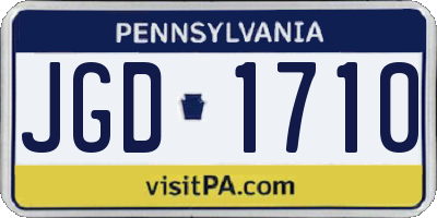 PA license plate JGD1710