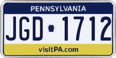 PA license plate JGD1712