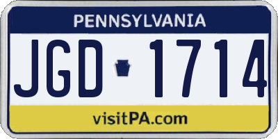 PA license plate JGD1714