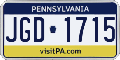 PA license plate JGD1715