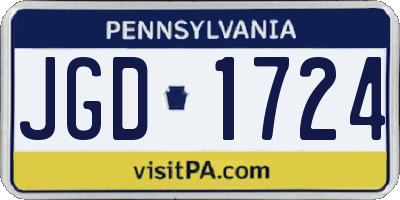 PA license plate JGD1724