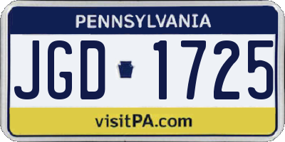 PA license plate JGD1725