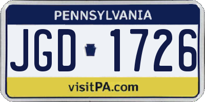 PA license plate JGD1726