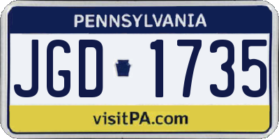 PA license plate JGD1735