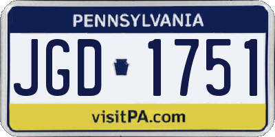PA license plate JGD1751