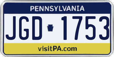 PA license plate JGD1753