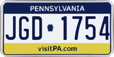 PA license plate JGD1754