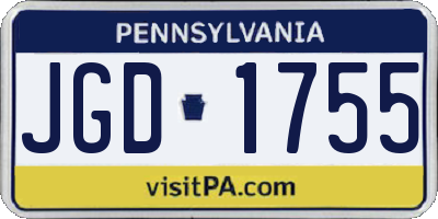 PA license plate JGD1755