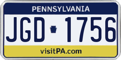 PA license plate JGD1756