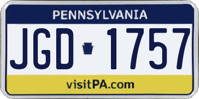 PA license plate JGD1757