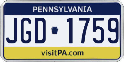 PA license plate JGD1759