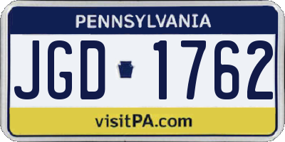 PA license plate JGD1762
