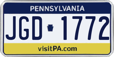 PA license plate JGD1772