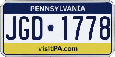 PA license plate JGD1778