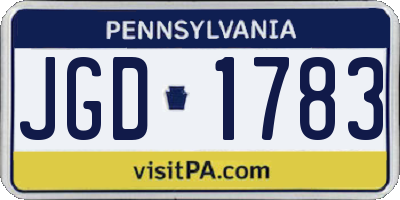 PA license plate JGD1783
