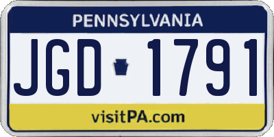 PA license plate JGD1791