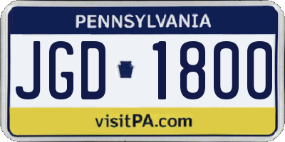 PA license plate JGD1800