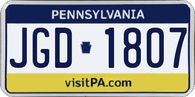 PA license plate JGD1807