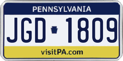 PA license plate JGD1809
