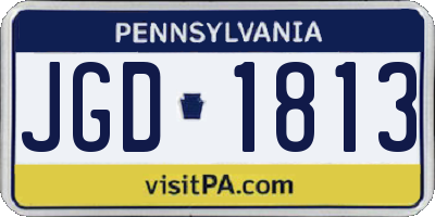 PA license plate JGD1813