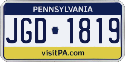PA license plate JGD1819