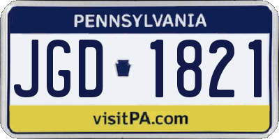 PA license plate JGD1821