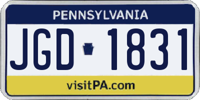 PA license plate JGD1831