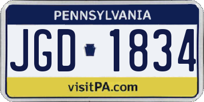 PA license plate JGD1834