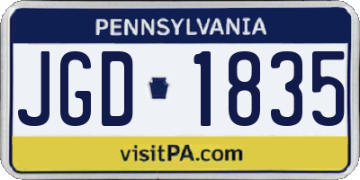 PA license plate JGD1835