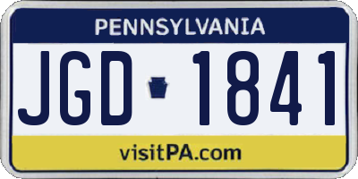 PA license plate JGD1841