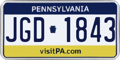 PA license plate JGD1843
