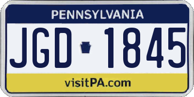 PA license plate JGD1845