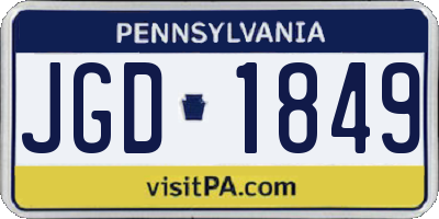 PA license plate JGD1849