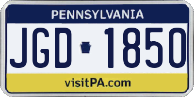PA license plate JGD1850