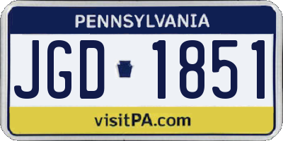 PA license plate JGD1851
