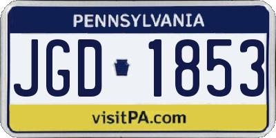 PA license plate JGD1853