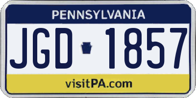 PA license plate JGD1857