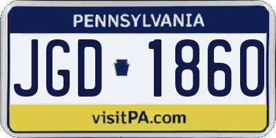 PA license plate JGD1860