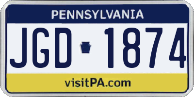 PA license plate JGD1874