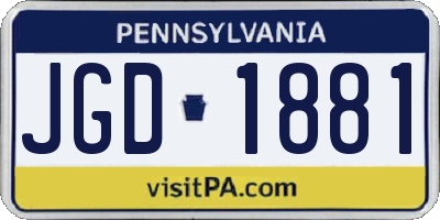 PA license plate JGD1881