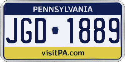 PA license plate JGD1889